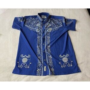 Retro Rifle Los Charro Shirt Size XL Pearl Snap Short Sleeve Button Men’s